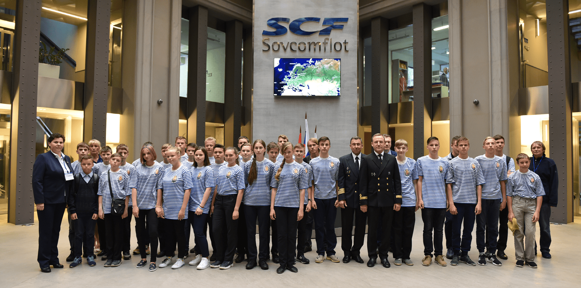 Students from the Captain Varukhin Maritime Centre (Novgorod Region) in the Sovcomflot office in Saint Petersburg