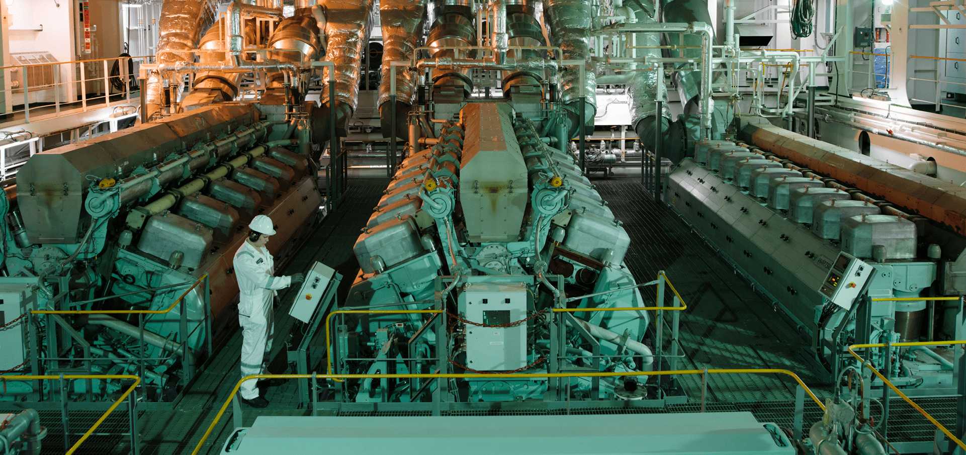In the engine room of the icebreaking LNG carrier Christophe de Margerie
